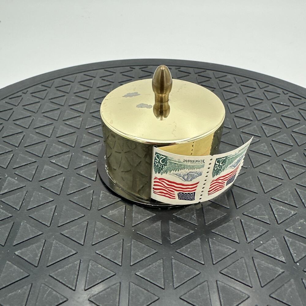 Vintage Gold Stamp Holder With US $0.25 Cent Yosemite Stamos Inside.